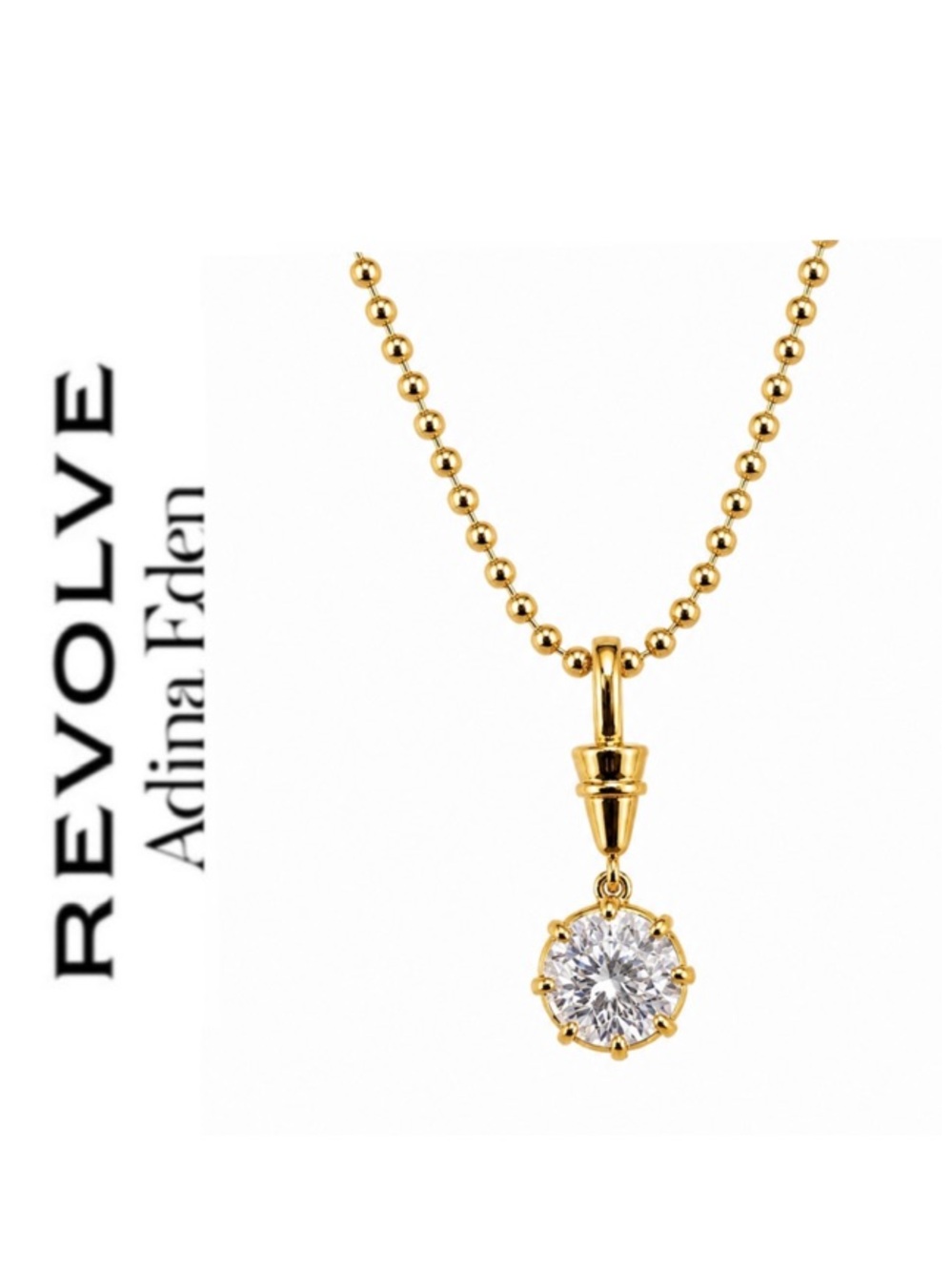 Revolve x Adina Eden Clear Faceted Round Cubic Zirconia Prong-Set Charm